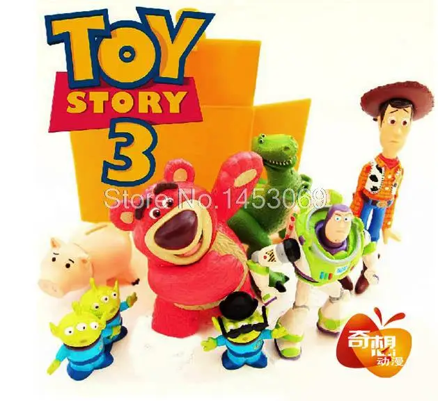 

7pcs/set Toy Story 3 Buzz Lightyear Sherif Woody Three eye monster Aberdeen PVC Action Figure Model Toys OF122