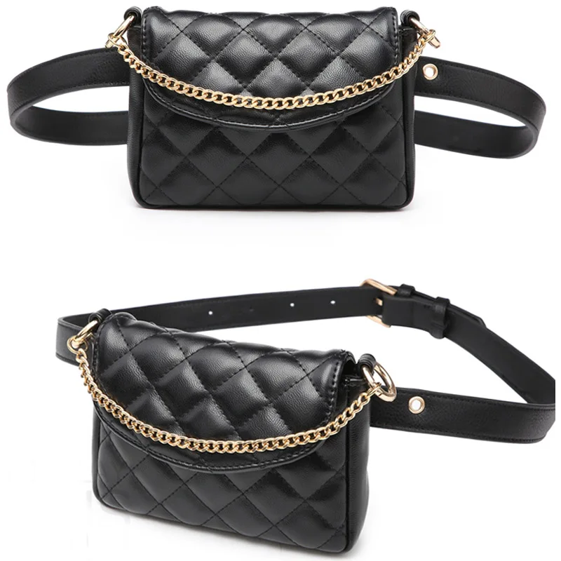 Annmouler, известный бренд, сумки на пояс, сплошной цвет, Женская поясная сумка, модная, регулируемая, поясная сумка с цепочкой, мини, набедренная сумка для телефона