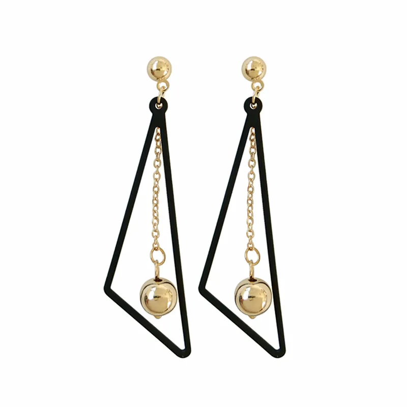 

Fashion temperament of geometric triangle earrings ball eardrop ms students earrings Beautiful delicate earrings jewelry wholesa