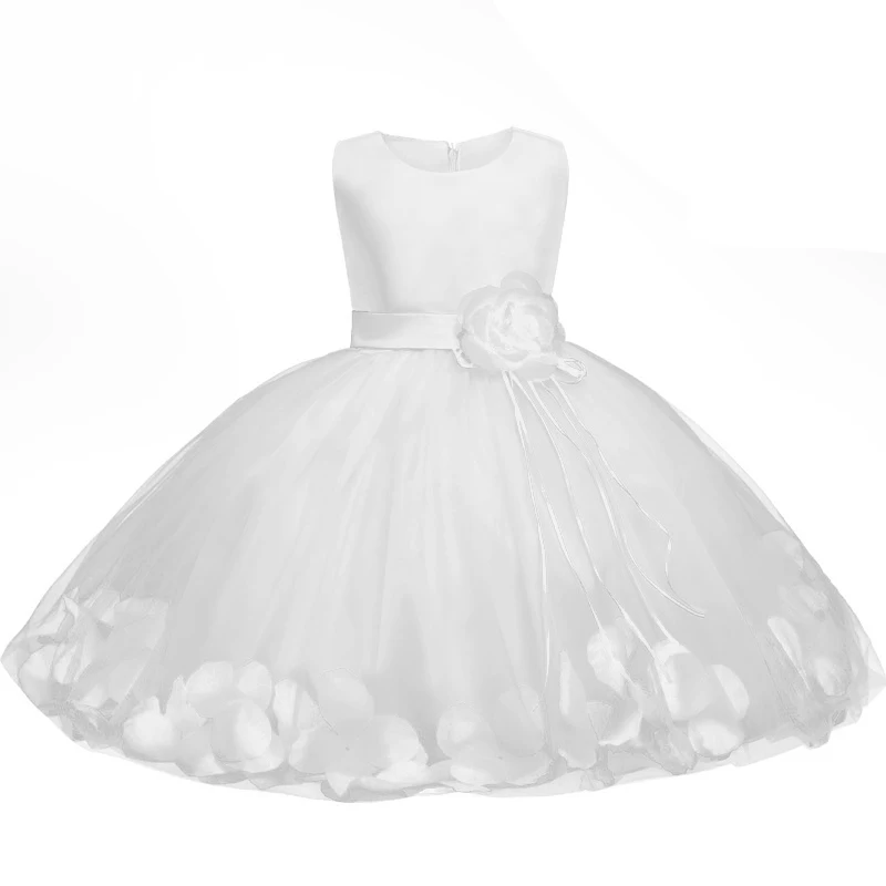 Цветок Платья для девочек для год одежда вечерние без рукавов для маленьких девочек большой бант принцессы Свадебное платье Детская Вечеринка Vestidos - Цвет: B