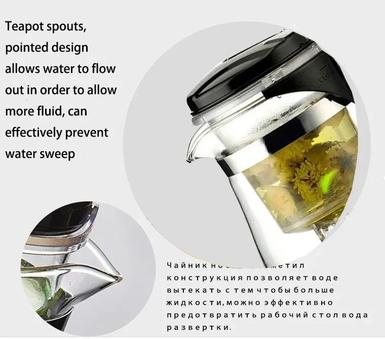 Высокое качество термостойкий стеклянный чайник китайский чайный набор кунг-фу пуэр чайник кофе стекло удобный офисный чайник в кружке