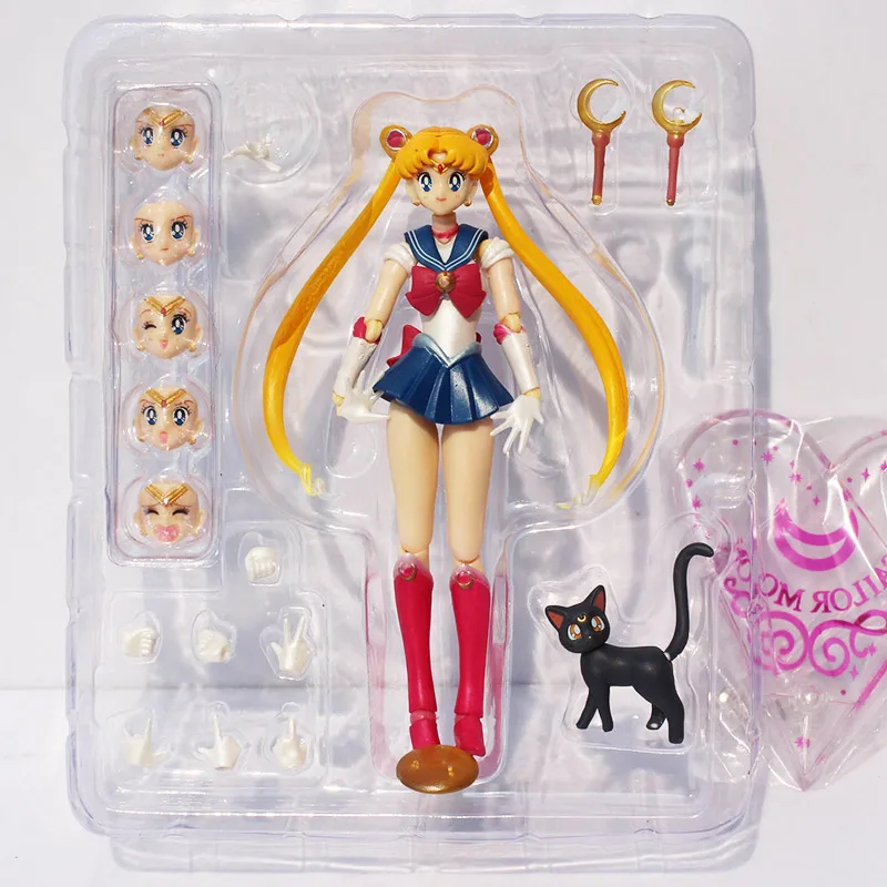Interchangeable Face 15cm Sailor Moon Anime Sailor Tsukino Usagi PVC ... - Interchangeable Face 15cm Sailor Moon Anime Sailor Tsukino Usagi PVC Action Figure Collection MoDel Toy