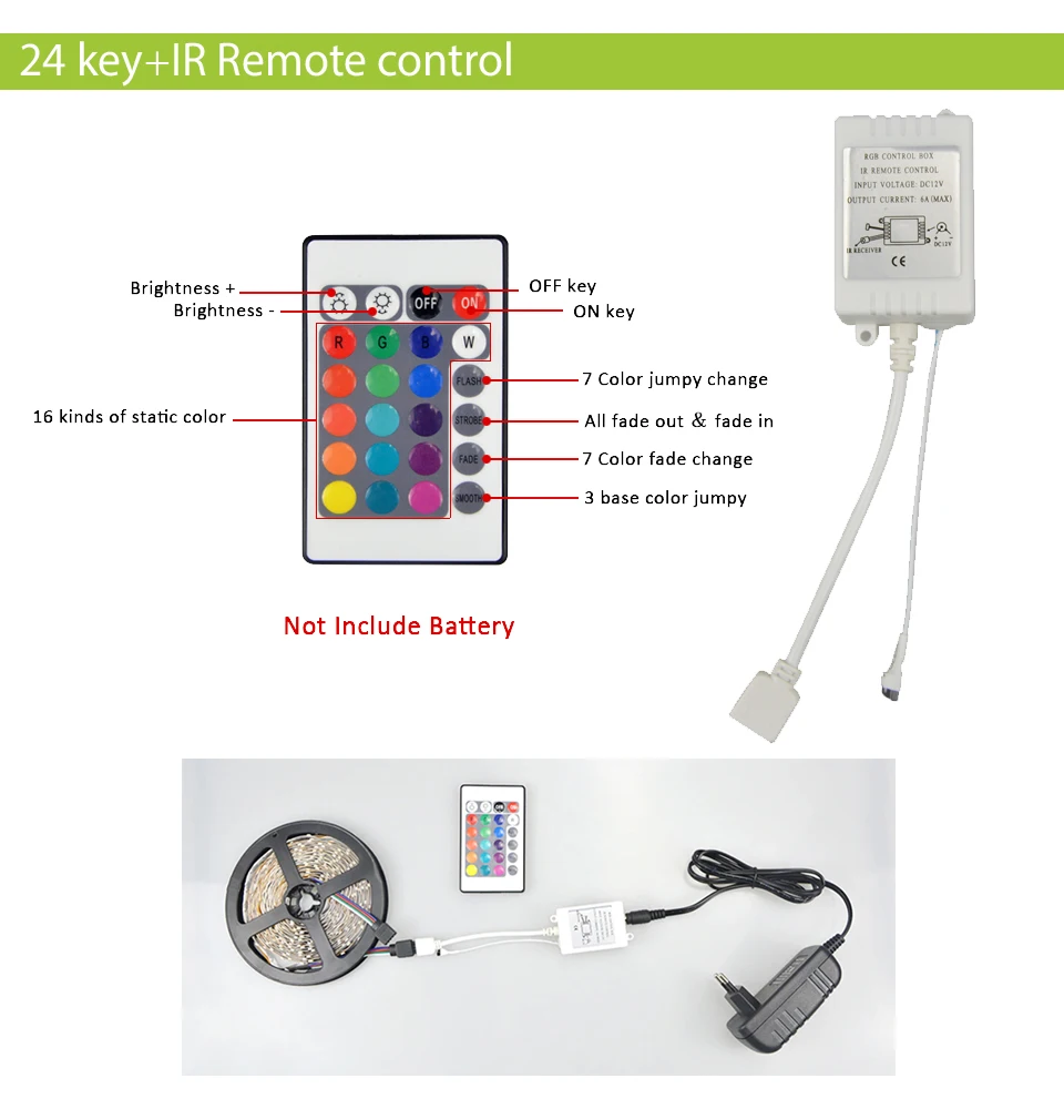 Hontiey 24 клавиши светодиодный RGB контроллер DC12V ИК пульт дистанционного управления для SMD 3528 5050 RGB Светодиодные ленты огни 44Key 2811 RGBW 40 K