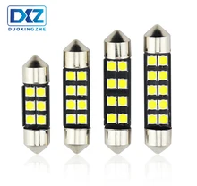 DXZ 2pc FESTOON 31mm 36mm 39mm 42mm Car LED Bulb C5W CANBUS NO ERROR Car Dome Light Auto Interior Lamp DC12V white Reading light 10pcs high quality 42mm c5w 4 md 5050 led canbus no error free car interior festoon dome light auto reading lamps bulb white 12v