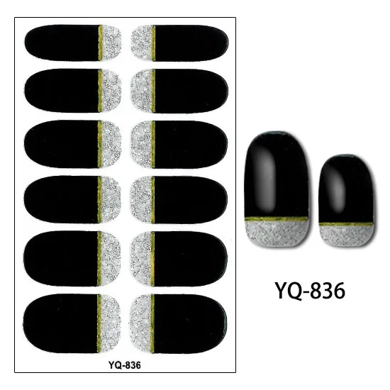 Блестящие наклейки для ногтей YQ с серебряным блеском, 28 дизайнов, 1 шт., полное покрытие, украшение для дизайна ногтей для женщин, инструмент для маникюра, наклейка для красоты - Цвет: YQ-836
