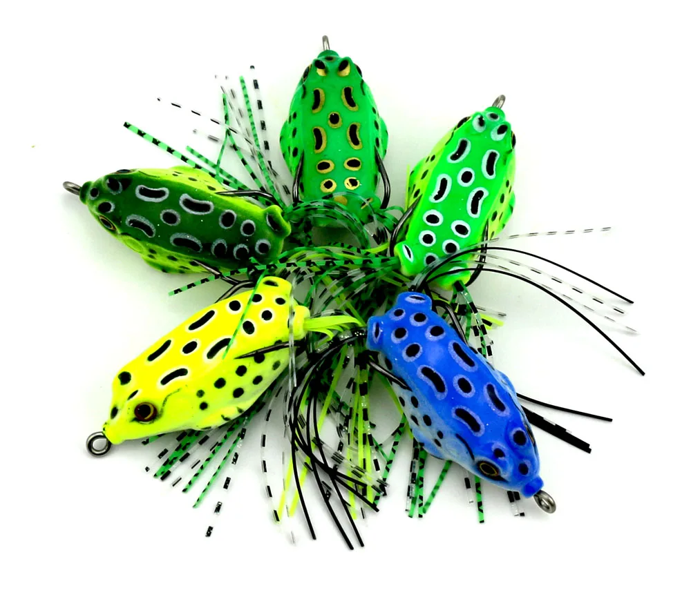 

50 Hot Sale Frog lures With Hook Top Water Fishing Lures Artificial Fish Tackle 5CM 8G Soft Plastic Bait