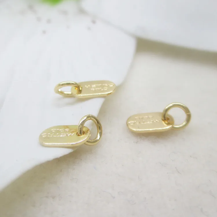 

6PCS 7x4MM 24K Champagne Gold Color Plated Pendants Charms with Letters for Jewelry Making Findings Accessories