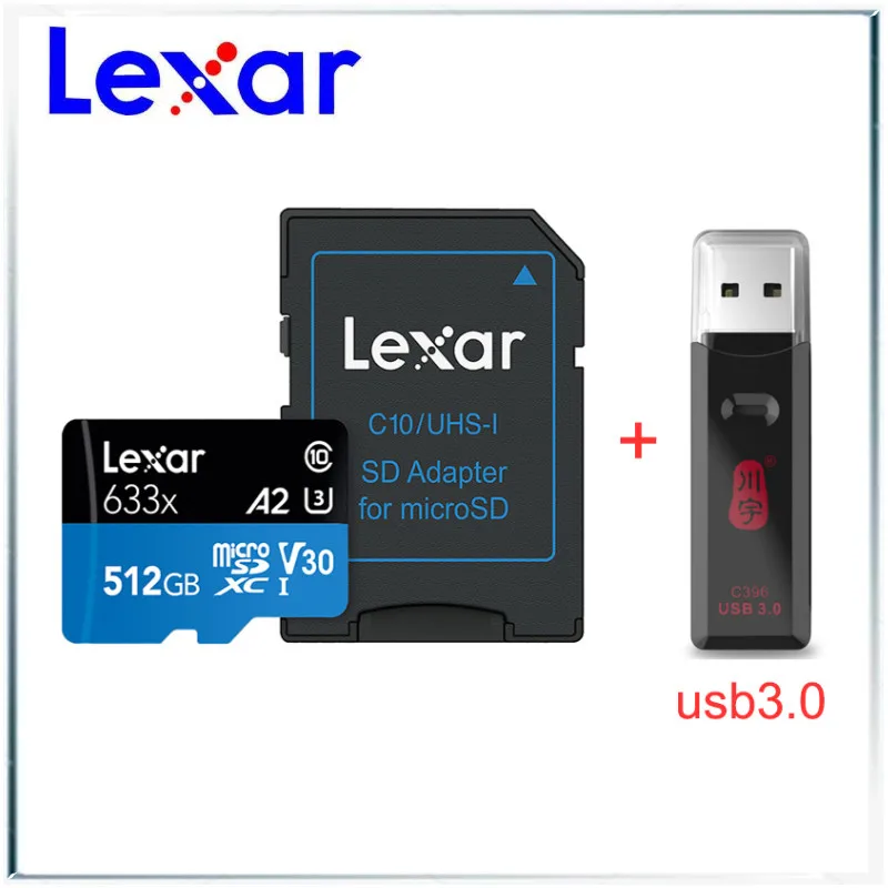 Lexar tf-карта 633x 667x Micro SD карта 64 Гб 128 ГБ 256 ГБ 512 Гб карта памяти Uhs 1 A1 C10 U1 V10 Дрон Gopro Dji Спортивная камера - Емкость: 633X 512GB Sets B