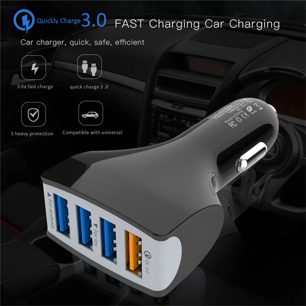 3.5A 4 USB Aux автомобильное зарядное устройство универсальное USB ЗУ для мобильного телефона для Xiaomi samsung huawei S8 iPhone 6 6s 7 8 Plus планшет