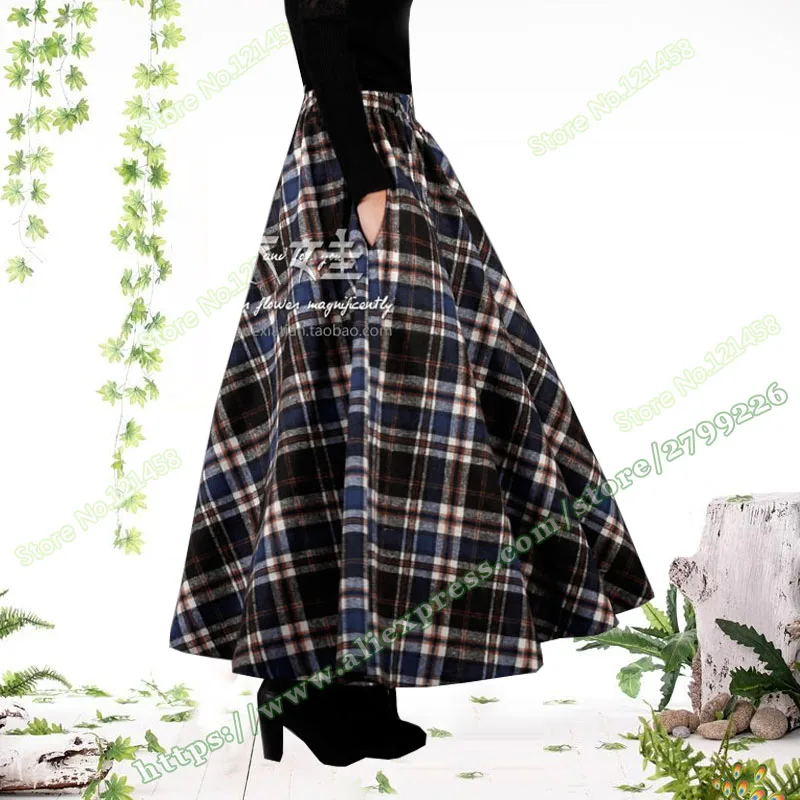 2018 Plus Size XXXL 3XL Herfst En Winter Vintage mode Retro Plaid wollen Vrouwelijke Lange Maxi Rokken Vrouwen 2018 Plus Size XXXL 3XL Herfst En Winter Vintage mode Retro Plaid wollen Vrouwelijke Lange Maxi Rokken Vrouwen