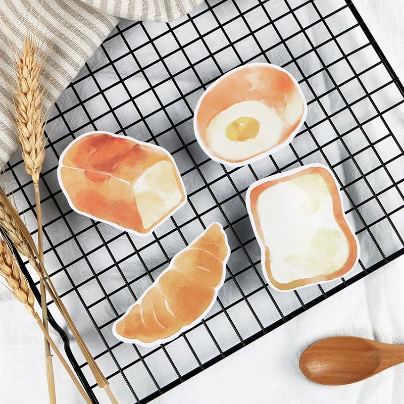

Delicious Bread Series Memo Pads Sticky Notes Decorative Stickers Office Stationery School Supplies Notepad 30Sheets/1PCS