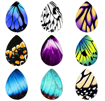 

5pcs18*25mm New Butterfly Wing Necklace Chain Tear Drop Pendant Butterflies Jewelry Handmade Photo Glass Drop Style Cabochons