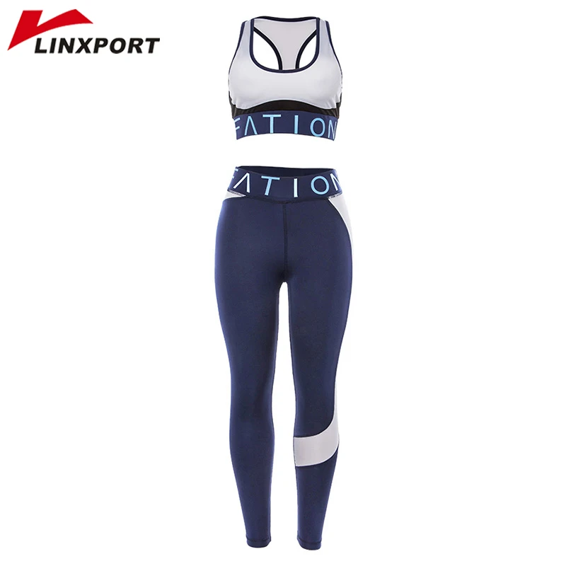 Сексуальный комплект для йоги женские костюмы фитнеса и бега дышащие топы + брюки