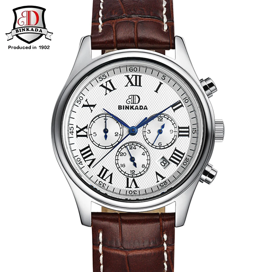 

BINKADA Business Watch Men Waterproof Automatic Watch Brand Luxury 3 Eyes Time Mechanical Luxury Watch Men Relojes Hombre 2019