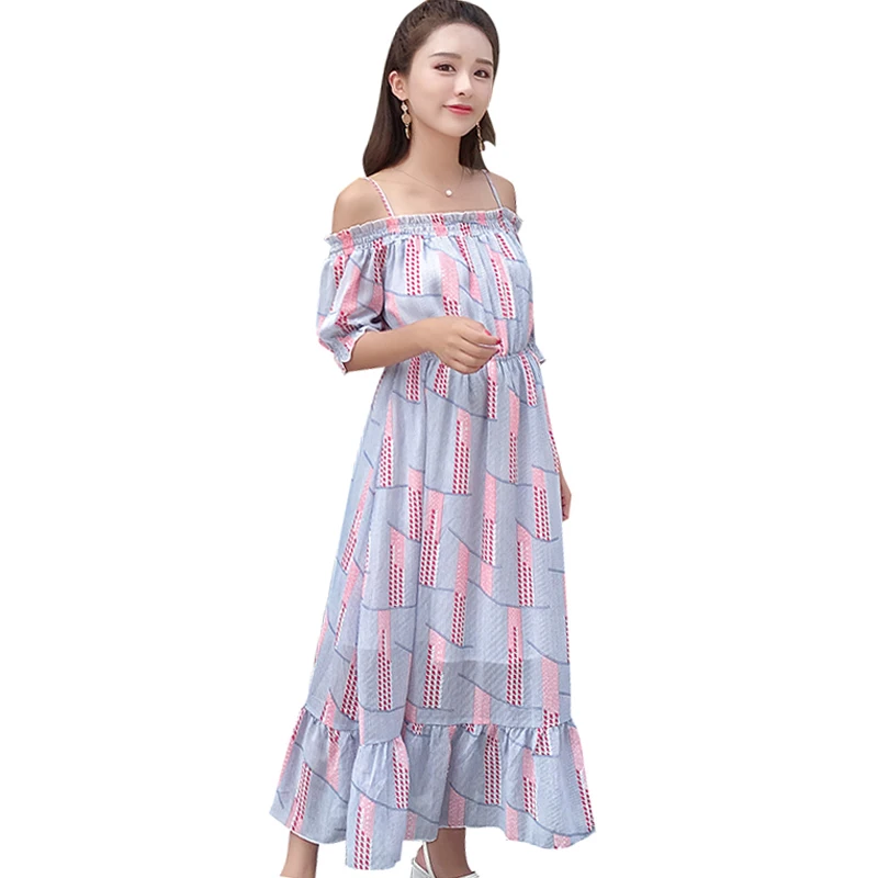 

Summer Plus Size Chiffon Long Dress for Pregnant Women Off Shoulder Pregnancy Clothes Maternity Sundress Beach Dresses M-3XL NEW