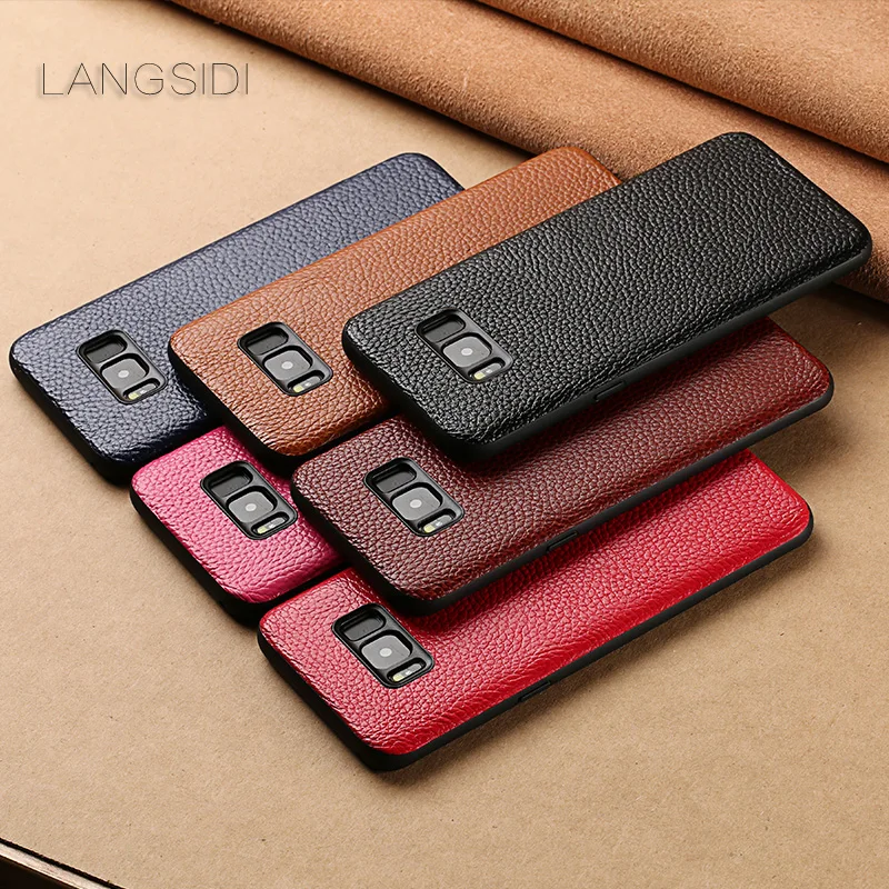 JUNDONG phone case litchi grain all-inclusive For Samsung Galaxy S8 full handmade custom processing | Мобильные телефоны и