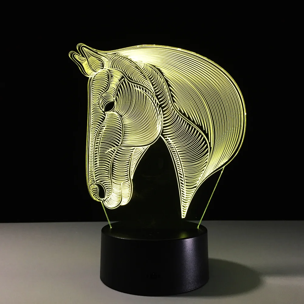  Horse Lamp -3D Optical Illusion LED Lamp Hologram Acrylic 7 Colors Changing Led Nightlights 3D ligh