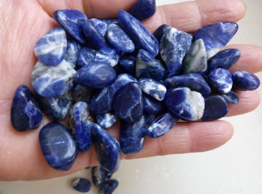 50G Blue Sodalite Tumbled Polished Rocks and Minerals Reiki Healing