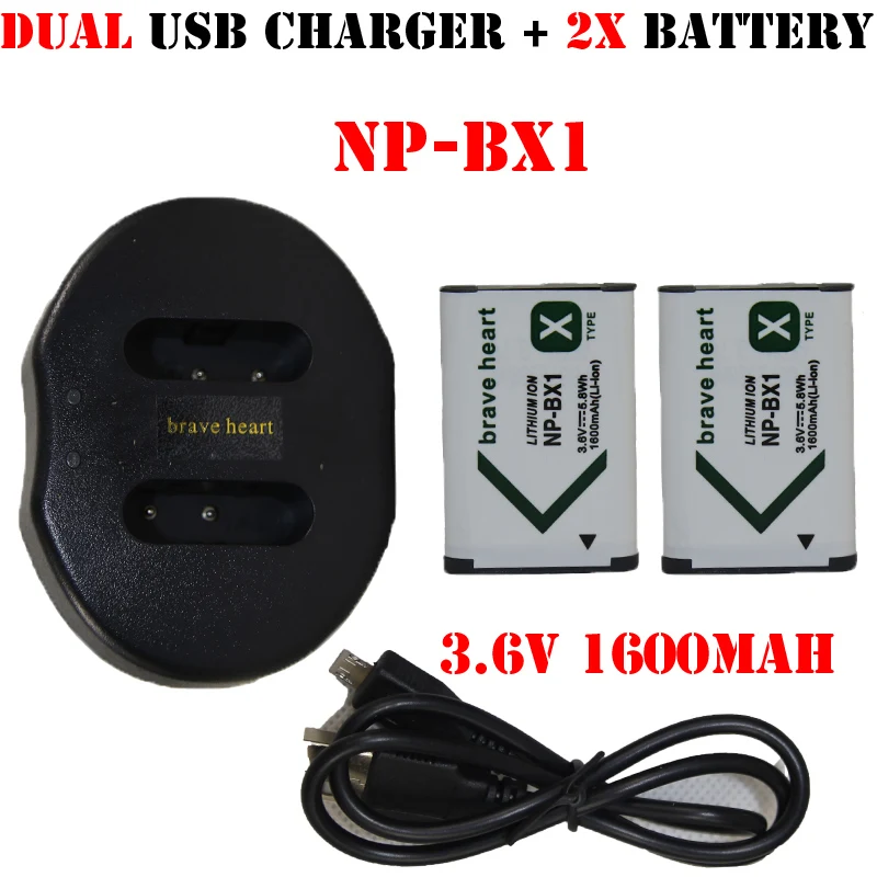 2x bateria NP-BX1  BX1  + DUAL USB    Sony HDR-AS200v AS20 AS100V AZ1 DSC-RX100 X1000V WX350 RX1 AS15 RX100