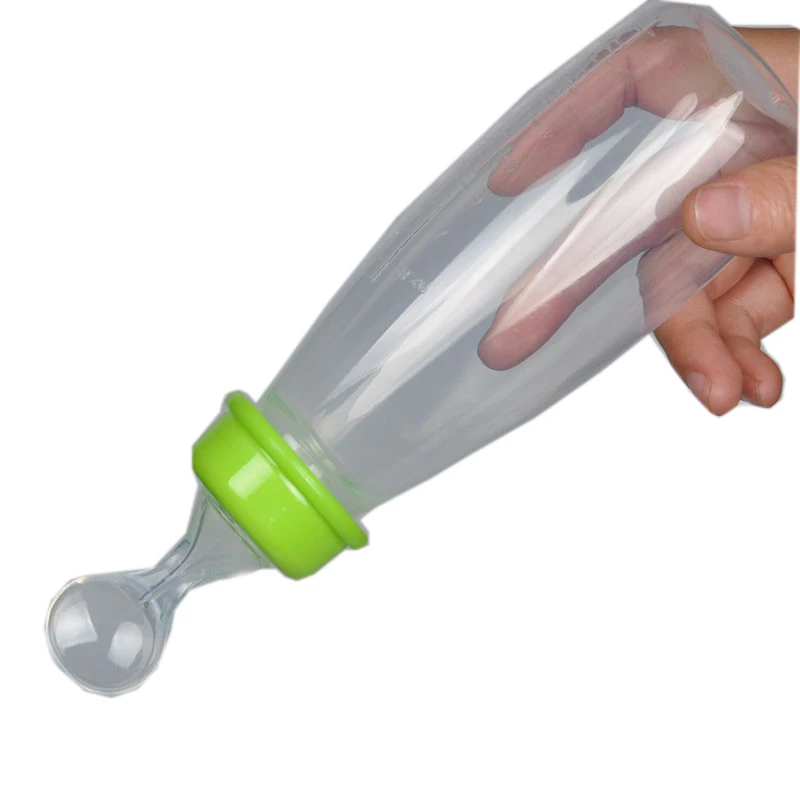 240ML Baby Bottle Safe Feeding Cap Silicone Extrusion Baby Feeding Spoon Feeding Anti-Fragmentation Bottle Rice Paste Baby Care