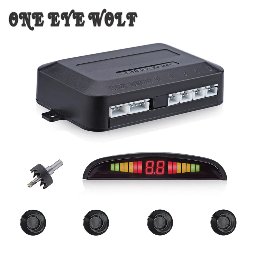  Car Parking Sensor Kit With 4 Sensors LED Digital Display Voice Reverse Backup Radar Monitor Detect