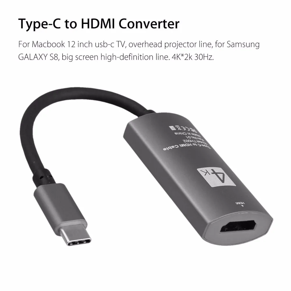 

USB 3.1 To HDMI Adapter Male To Female Converter USB Type C To HDMI Adapter for MacBook2016 / Huawei Matebook / Smasung S8