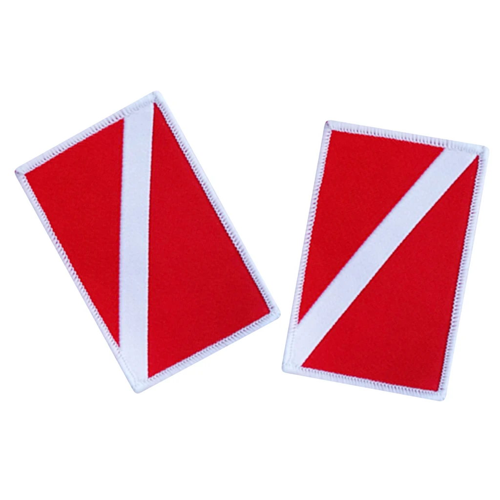 2 PACK 70 x 45mm Diver Down Flag Patch Embroidered Sew On Scuba Diving Emblem Souvenir Scuba Diver Backpack