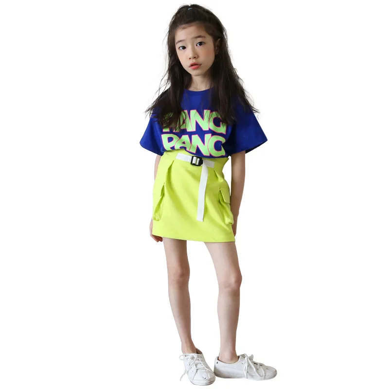 

Baby Girls Clothing Sets New Summer Short Sleeve Tops Tees+Skirt 2 Pcs Suit Casual Children Pullover Clothes 3-15yrs Set CA929