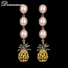Dvacaman Hot Sale Brand Luxury Shiny Pineapple Statement Earrings Jewelry Women Wedding Engagement Dangle Drop Earrings