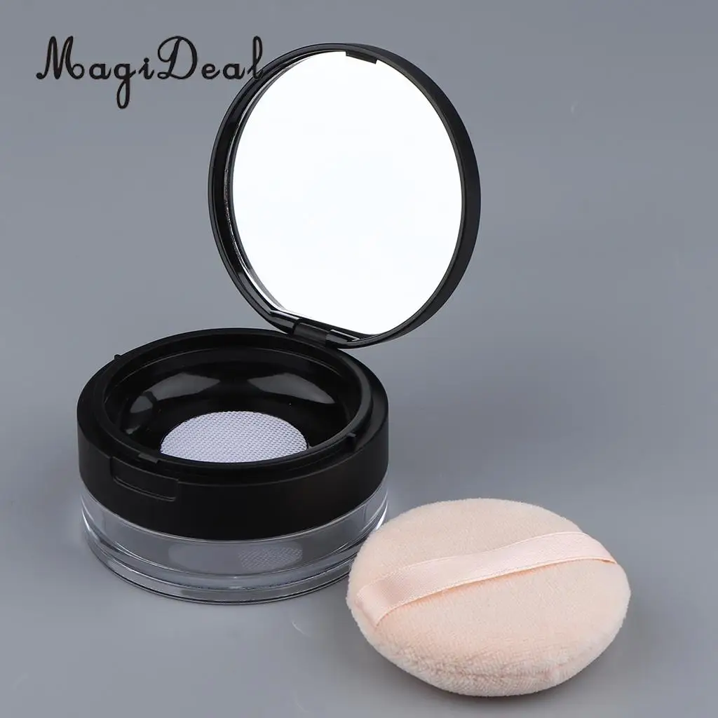 Kesoto 20g Empty Loose Powder Case Facial Blusher Container Jars with Puff Blender