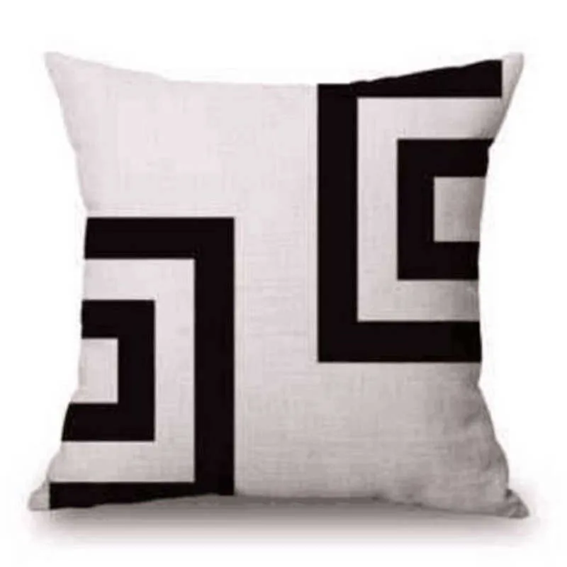 Чехол для подушки с черно-белым рисунком, чехол для подушки из хлопка и льна, 18x18 дюймов, геометрические европейские наволочки 35