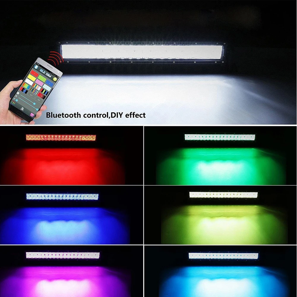 RGB многоцветный 50 дюймов 288 Вт 5" 300 Вт прямой изогнутый СВЕТОДИОДНЫЙ рабочий свет бар для внедорожников 4X4 4WD трактор Грузовой автомобиль ATV SUV 12 V/24 V лодка