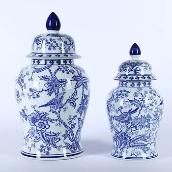

Antique handpainted porcelain pot flower vase general blackbird craft ornaments with cover Home Furnishing storage tank accesso