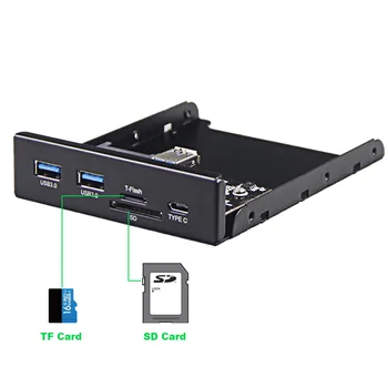 En-Labs USB 3.0 SD/Micro SD/TF 3.5" Internal Card Reader w/ USB 3.1 Gen 1 Type C + 2 x USB 3.0 Port Hub Front Panel 2