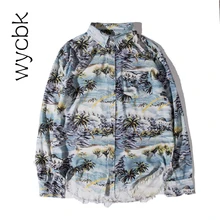 HZIJUE Мужская гавайская рубашка с длинным рукавом, Мужская Роскошная хлопковая Повседневная рубашка с цветочным принтом, одежда