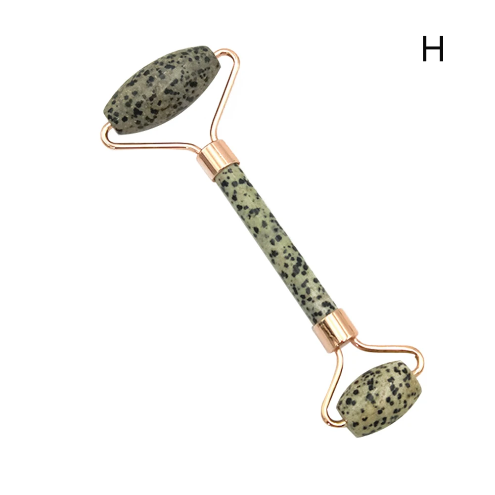 as shown Натуральный нефритовый ролик для лица Массажер с двойной головкой для похудения против морщин инструмент для ухода за здоровьем DSG - Цвет: as shown