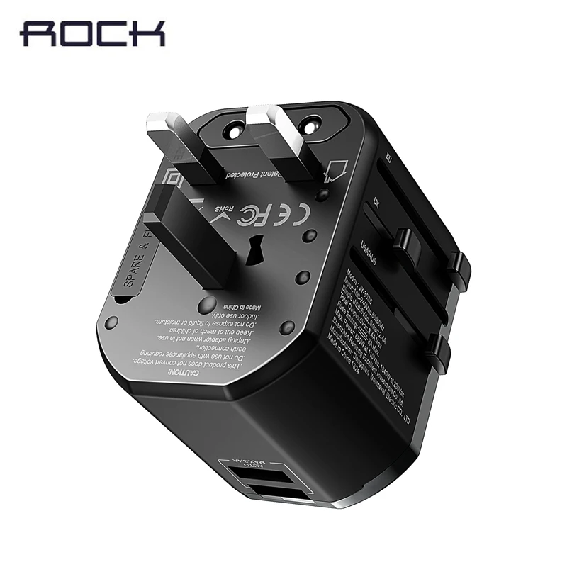 

Universal Travel Adapter International Plug Converter Adapter All in one 3.4A 2 USB Worldwide Wall Charger for UK/EU/AU/US Plug