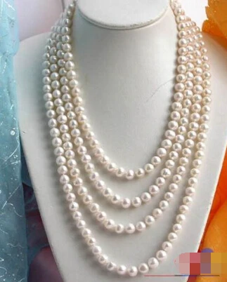 

Free shipping@@@@@ LONG 100" 10MM ROUND WHITE FW CULTURED PEARL NECKLACE