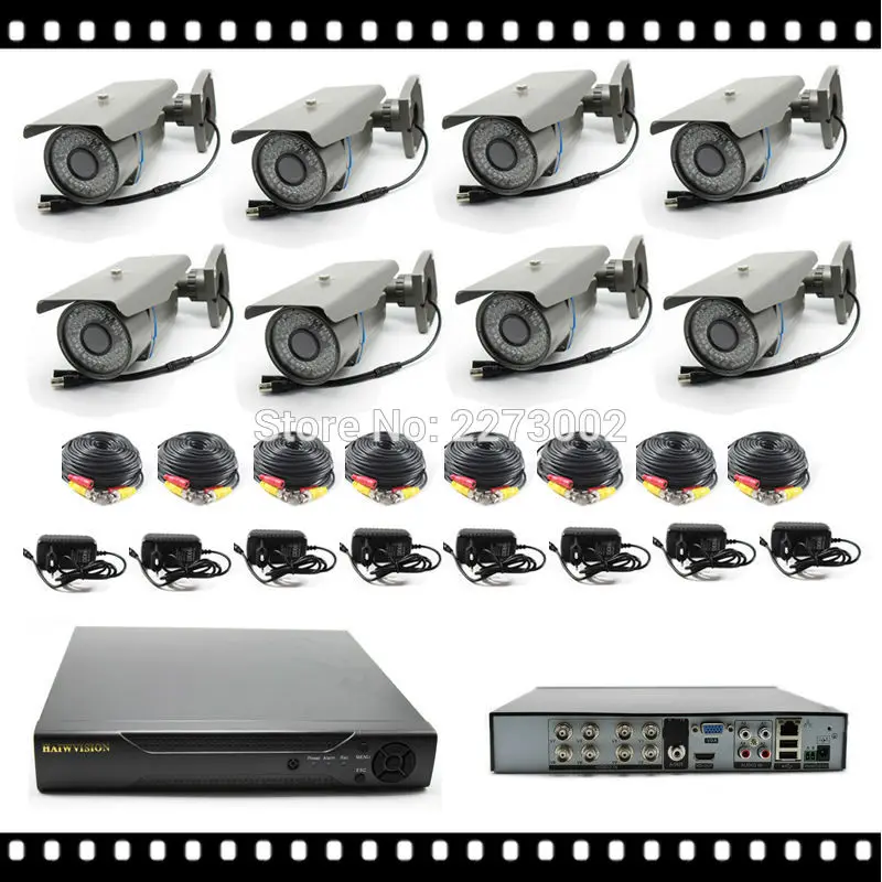 

HKES Free Shipping Outdoor Security System 8CH AHD DVR with CCTV Camera 1080p
