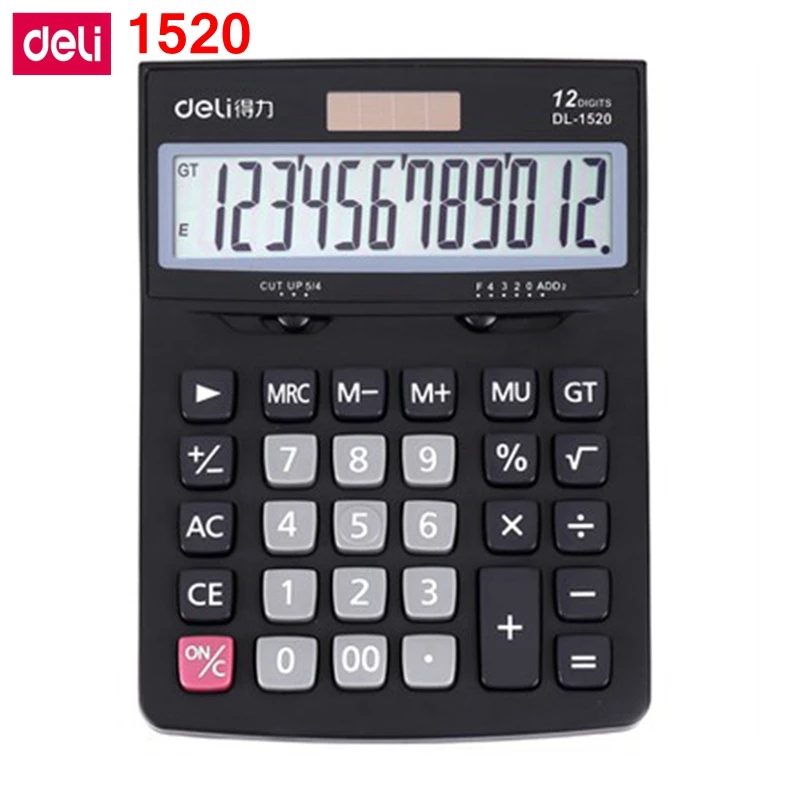 デリ 1520 オフィス金融電卓 12 桁デュアル電源電卓含むコイン電池小売パッキング|calculator 12 digits