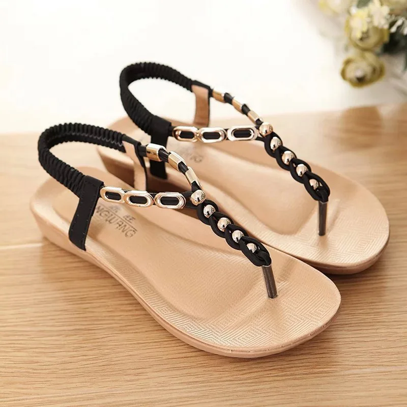 

LOOZYKIT Women Sandals 2019 New Flats Sandals Women Summer Women Shoe Bohemia Style Flip Flop Beach Shoes Women Beach Slipper