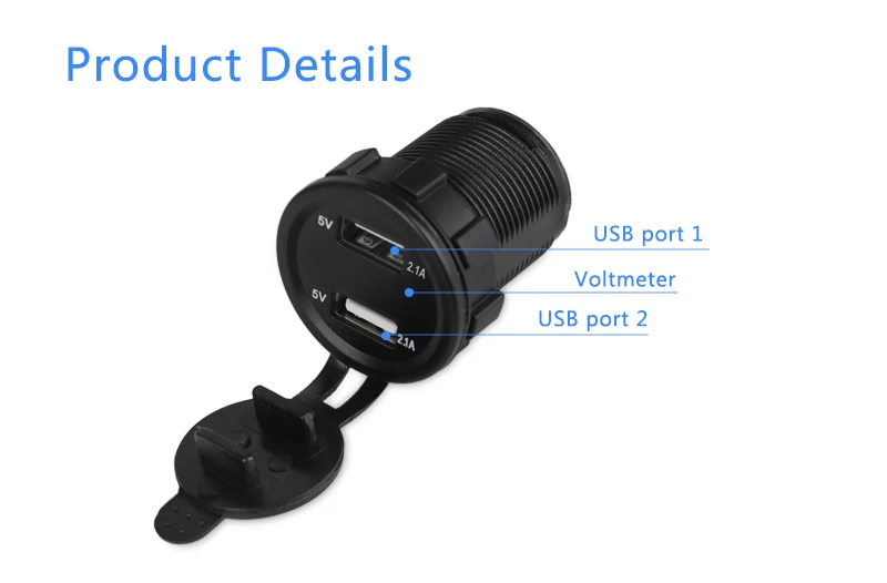 Универсальное 2.1A 12 В Автомобильное зарядное устройство USB для мотоцикла Вольтметр розетка лодки двойной Usb Автомобильное зарядное устройство с измерителем напряжения адаптер питания 5 В