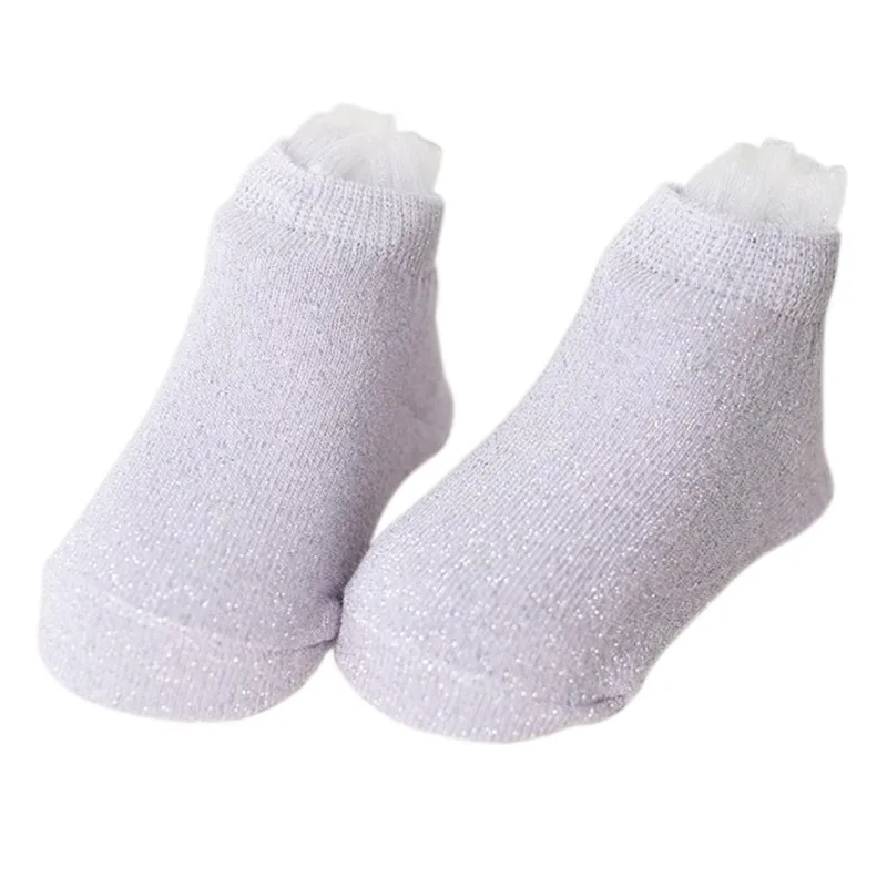 Детские носки из хлопка для девочек, цвета: золотистый, серебристый мигающие носки милые шелковая пряжа net носки От 0 до 3 лет, Лидер продаж - Цвет: Z
