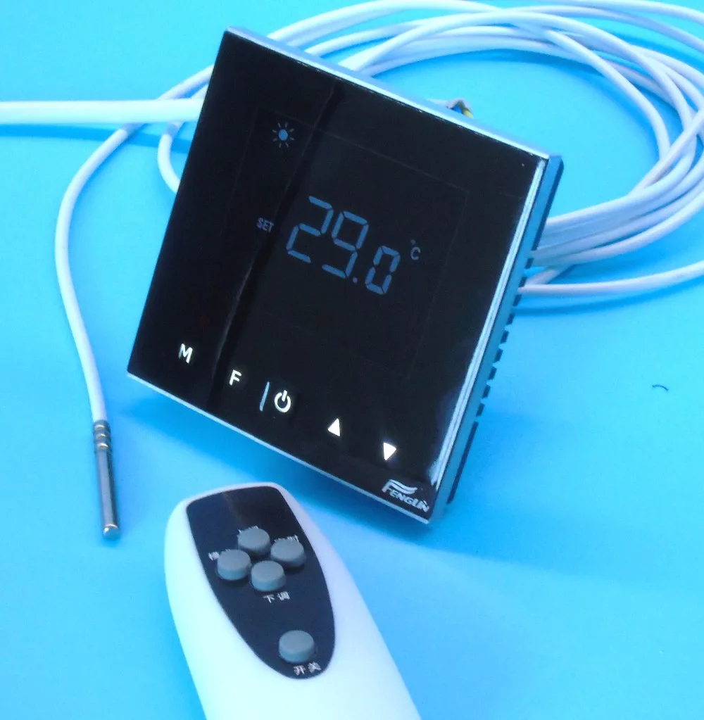 

Acrylic material double sensor remote control Heating element thermostat with Touch Button