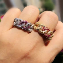 Женские кольца на палец из многоцветного сверкающего кубического циркония с полностью проложенным покрытием, Золотое кольцо в стиле панк, модное ювелирное изделие