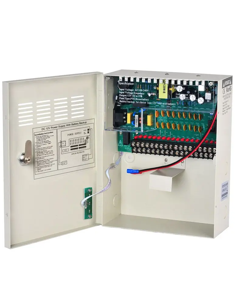 

2PCS UPS CCTV Power Supply Distribution Box Uninterruptable DC 12V 10A 18Channel