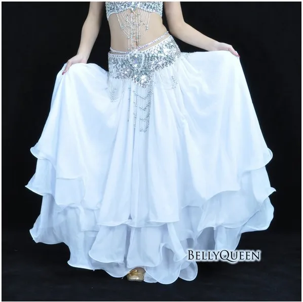 1 шт. шифон Сияющий Атлас длинная юбка Свинг Юбка Платье для танцев танец живота костюм 14 видов цветов - Цвет: White