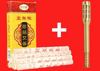 

acupuncture Moxibustion stick rod copper moxibustion massage moxa box with 10 pcs long size moxa