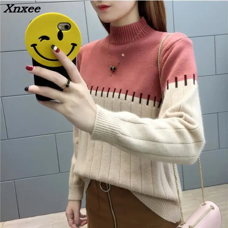 High Quality Women Sweater New Turtleneck Pullover Winter Tops Solid Sweater Autumn Female Sweater Hot Sale Xnxee