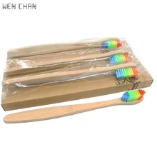 8 Шт Красочная бамбуковая зубная щетка Новинка Радужная деревянная зубная щетка мягкая щетина бамбуковое волокно деревянная ручка